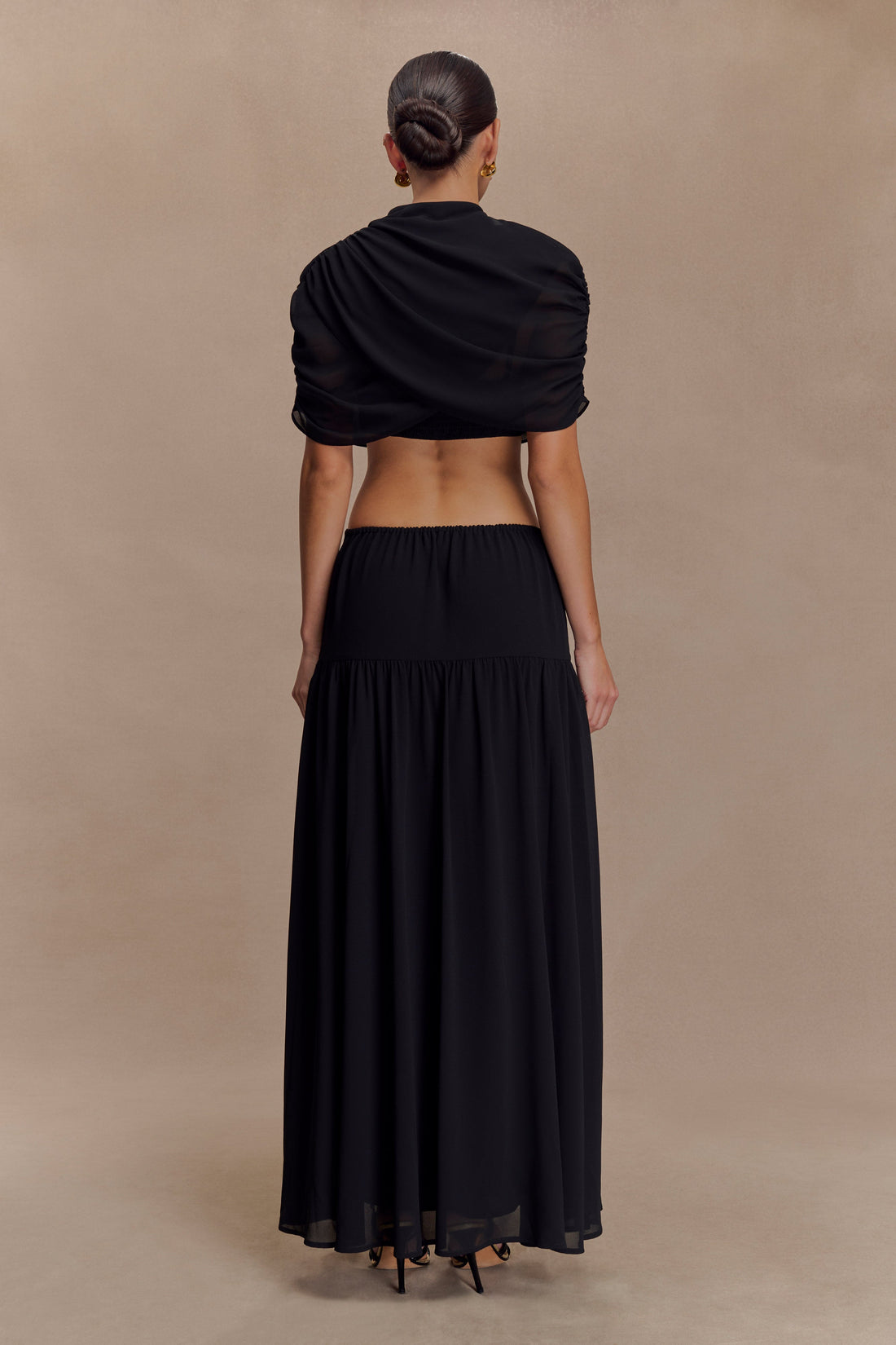 Georgina Chiffon Midi Dress - Black