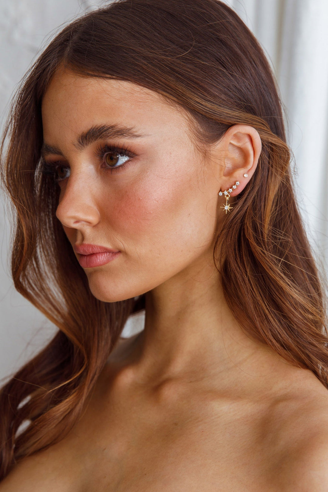 Gold Star Crystal Virgin Earrings